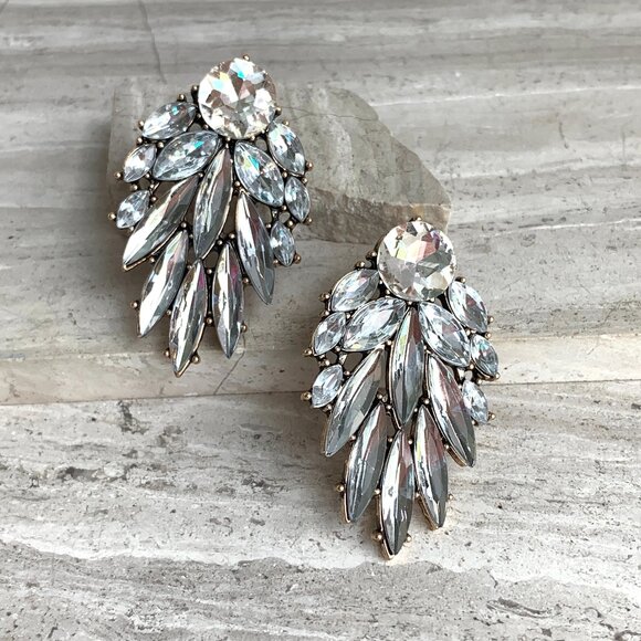 New ~ Anthropologie Ettika "Cry Me A River" Clear Crystal Drop Earrings - Picture 1 of 12